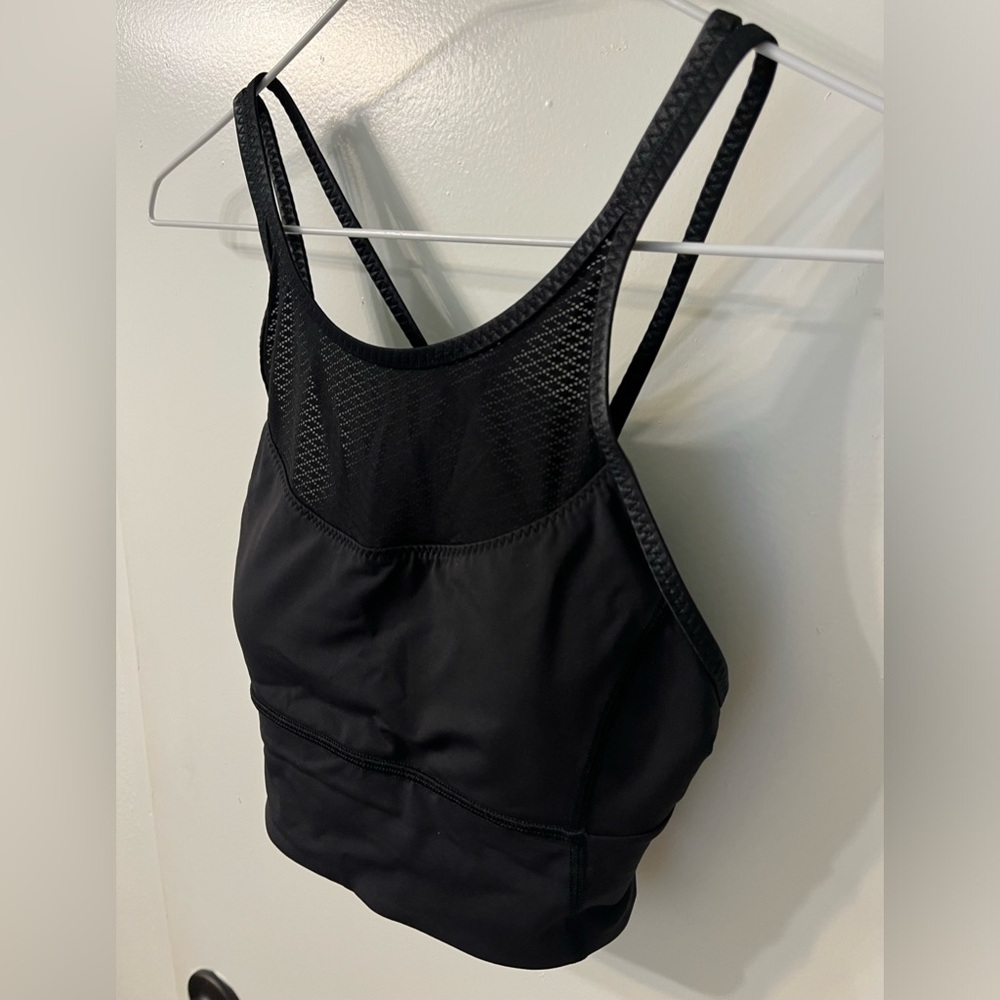 lululemon long line bra - black shine mid support with cups